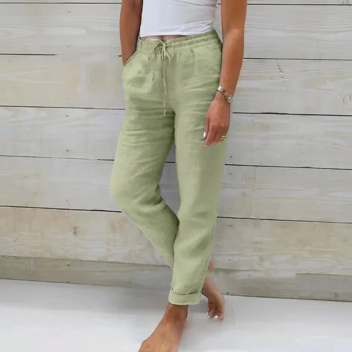 Casual damesbroek met hoge taille en rechte pijpen