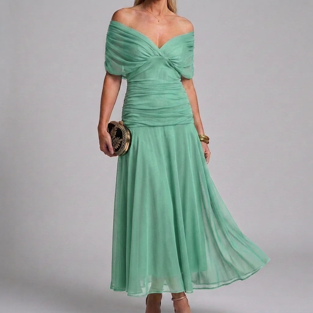 Casual maxi-jurk met V-hals en A-lijn model voor dames