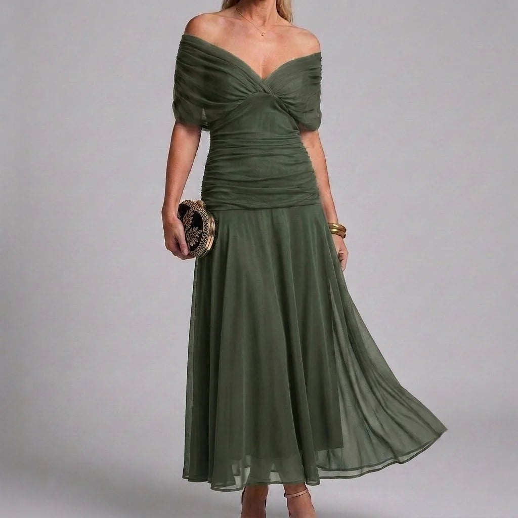 Casual maxi-jurk met V-hals en A-lijn model voor dames