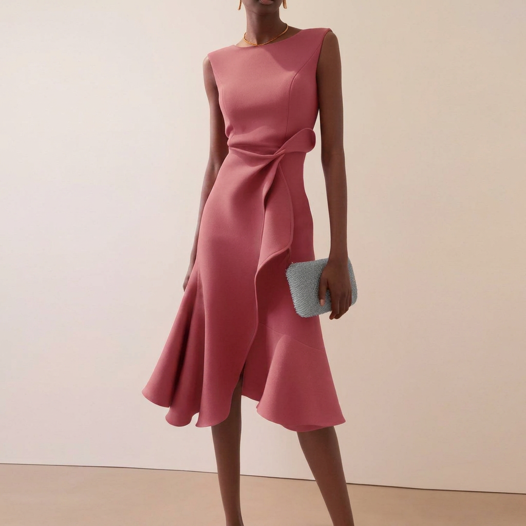 Mouwloze midi-jurk voor dames met strik