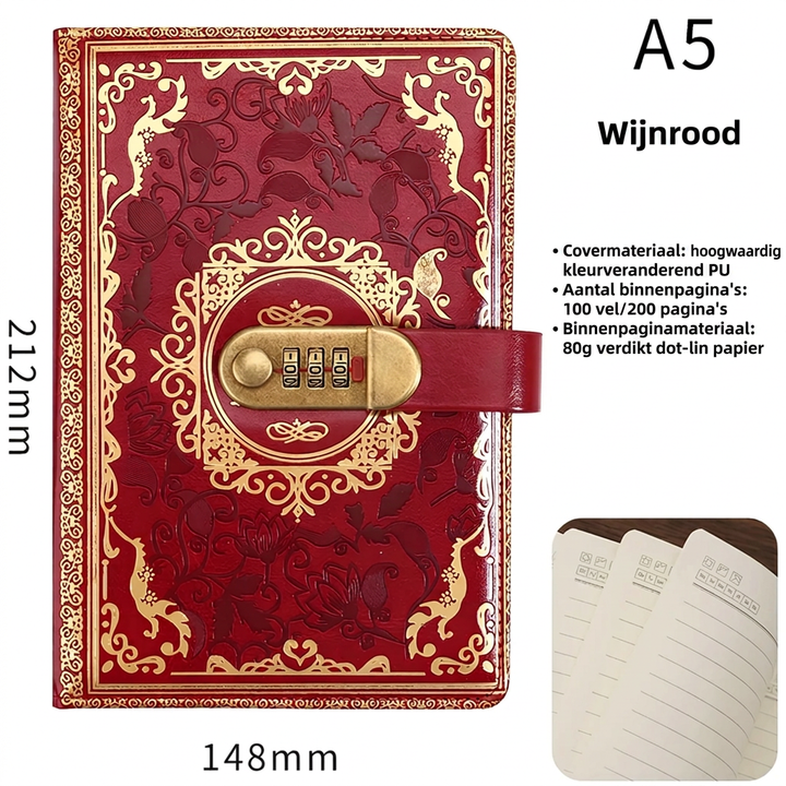 A5 Vergrendelbaar Wachtwoord Dagboek Notitieboek