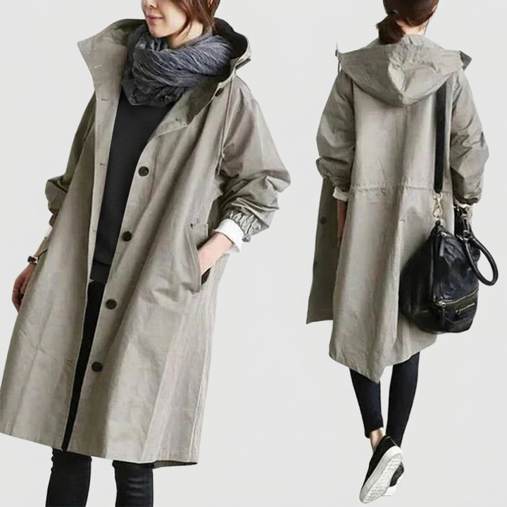 Oversized waterdichte trenchcoat met capuchon