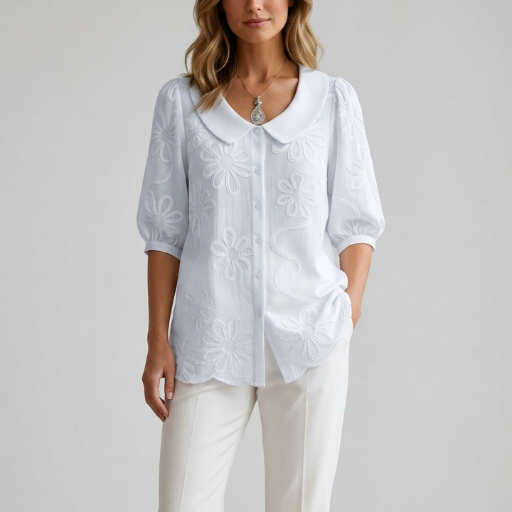 Blouse met Bloemen Borduursel
