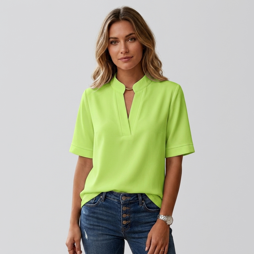 Elegante Damesblouse met Verfijnde Kraag