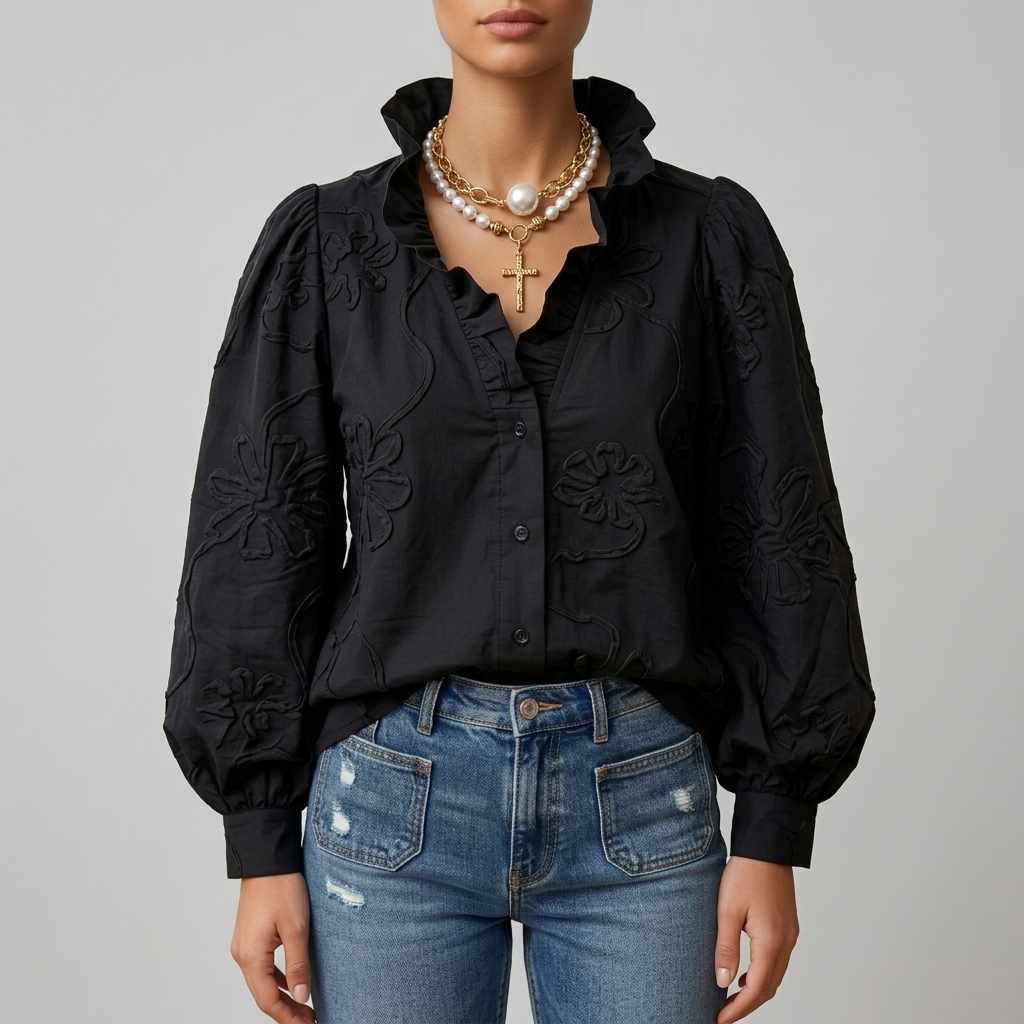 Blouse met Bloemenborduurwerk