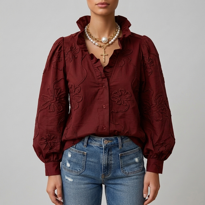 Blouse met Bloemenborduurwerk
