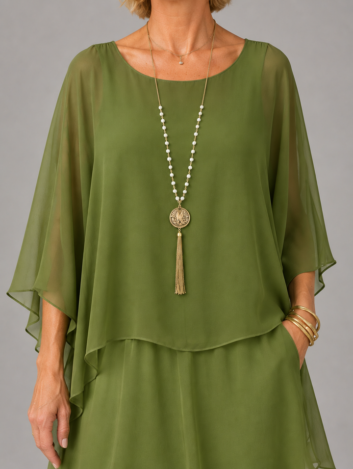 Elegante, vloeiende maxi-jurk