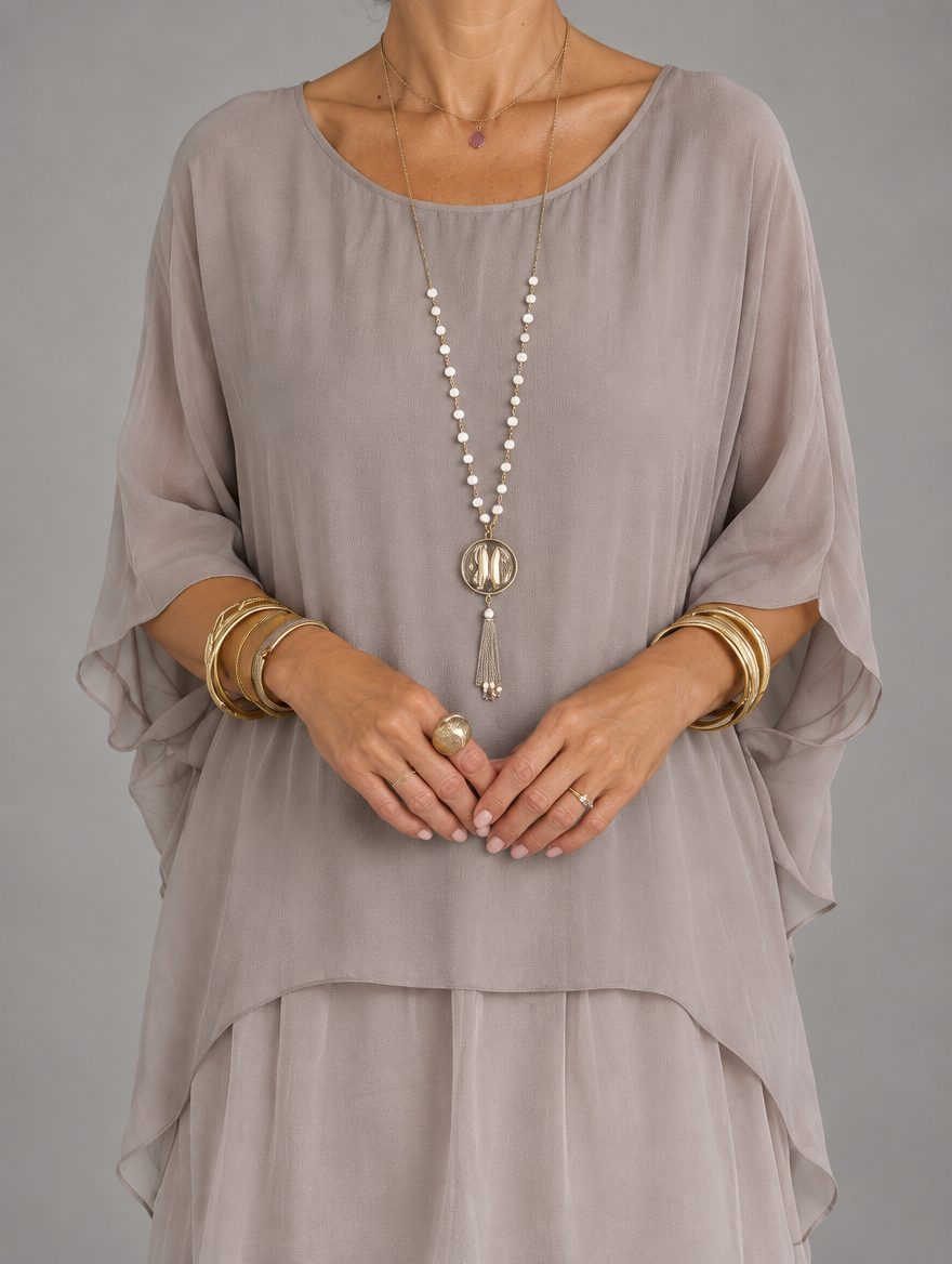 Elegante, vloeiende maxi-jurk