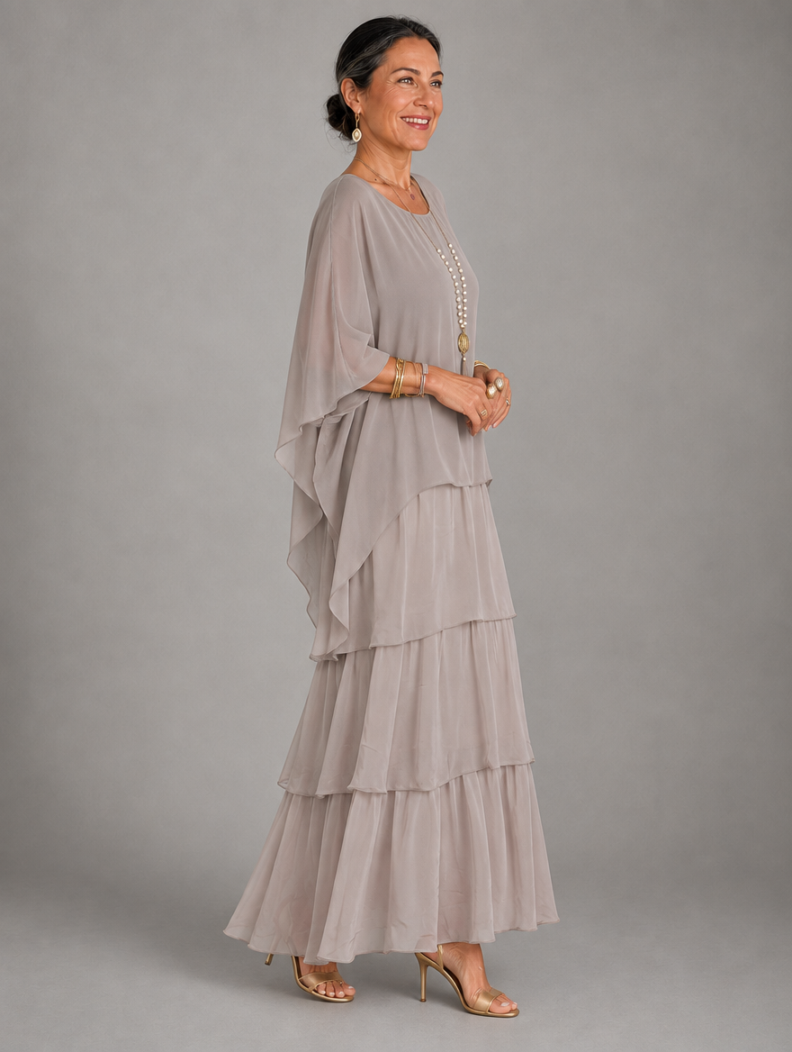 Elegante, vloeiende maxi-jurk