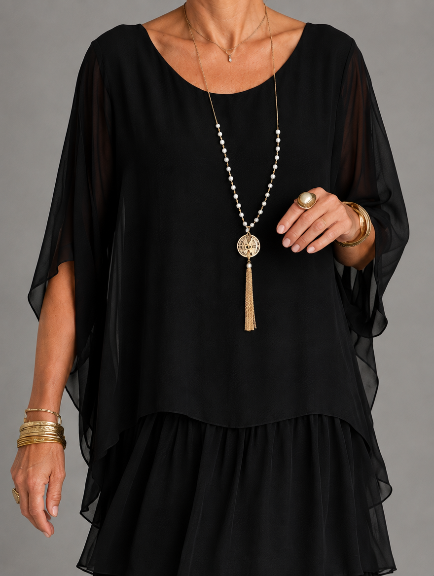Elegante, vloeiende maxi-jurk