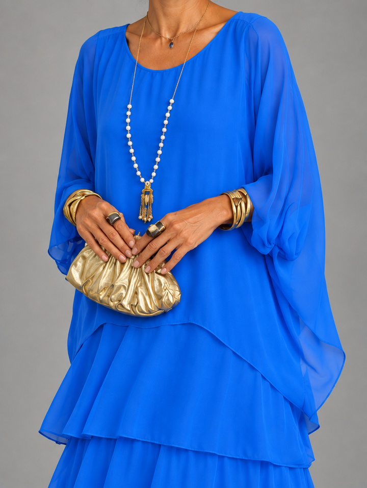 Elegante, vloeiende maxi-jurk