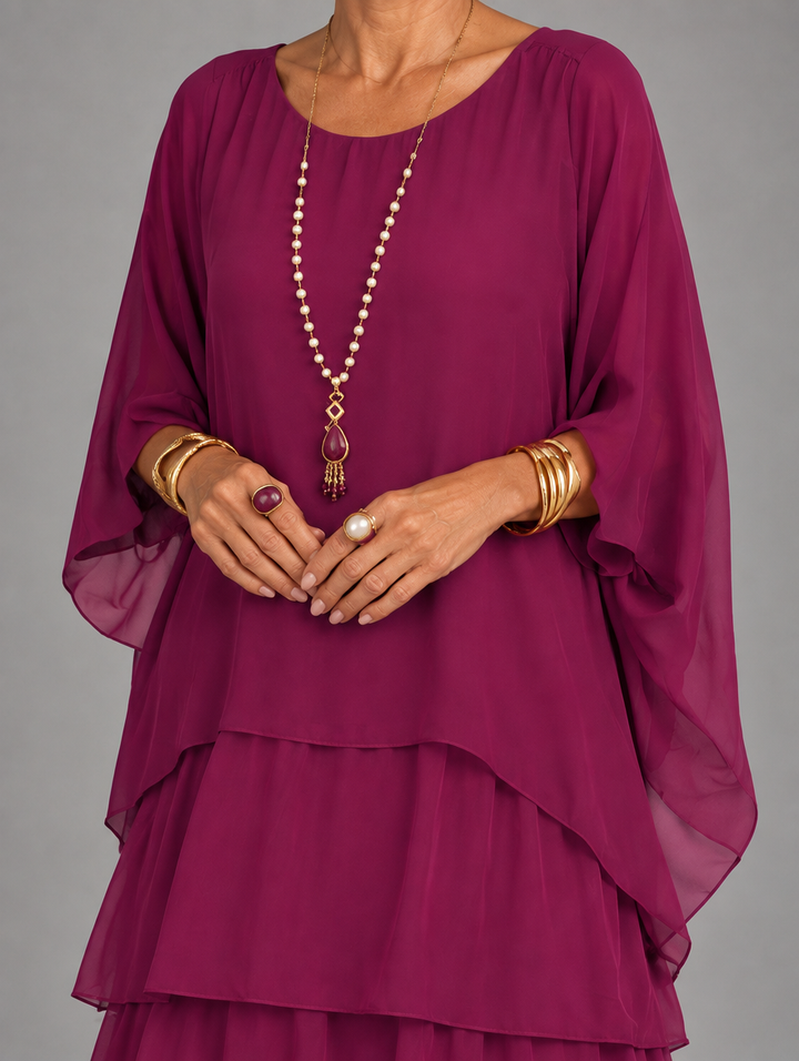 Elegante, vloeiende maxi-jurk
