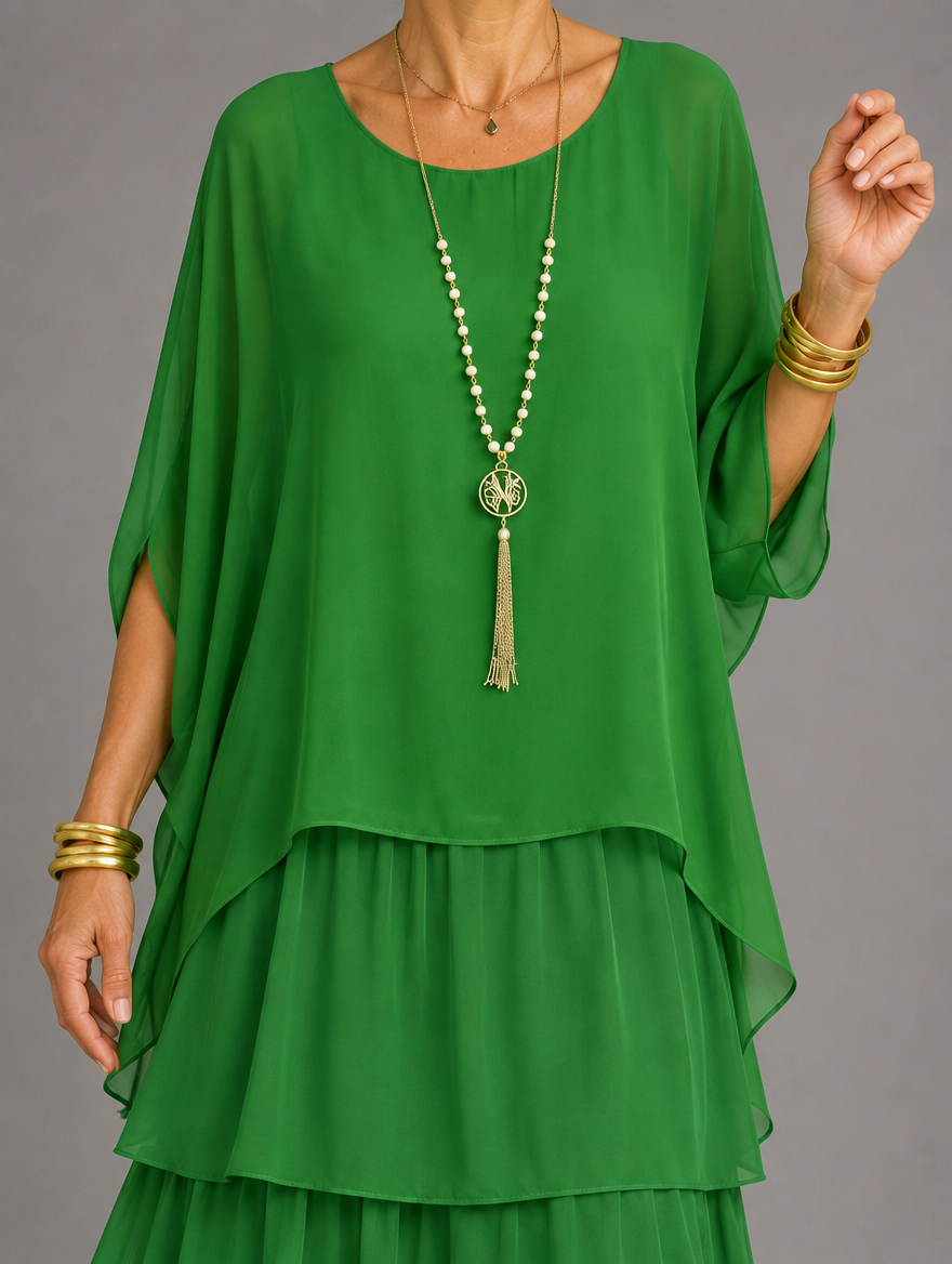 Elegante, vloeiende maxi-jurk