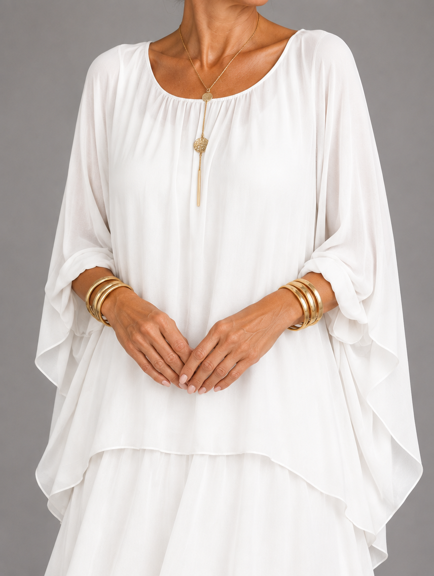 Elegante, vloeiende maxi-jurk