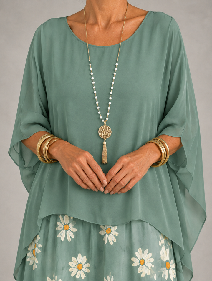 Elegante, vloeiende maxi-jurk