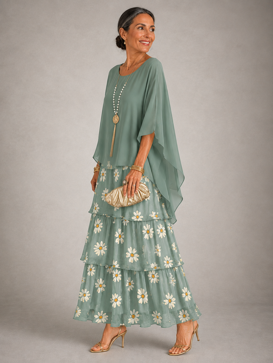Elegante, vloeiende maxi-jurk