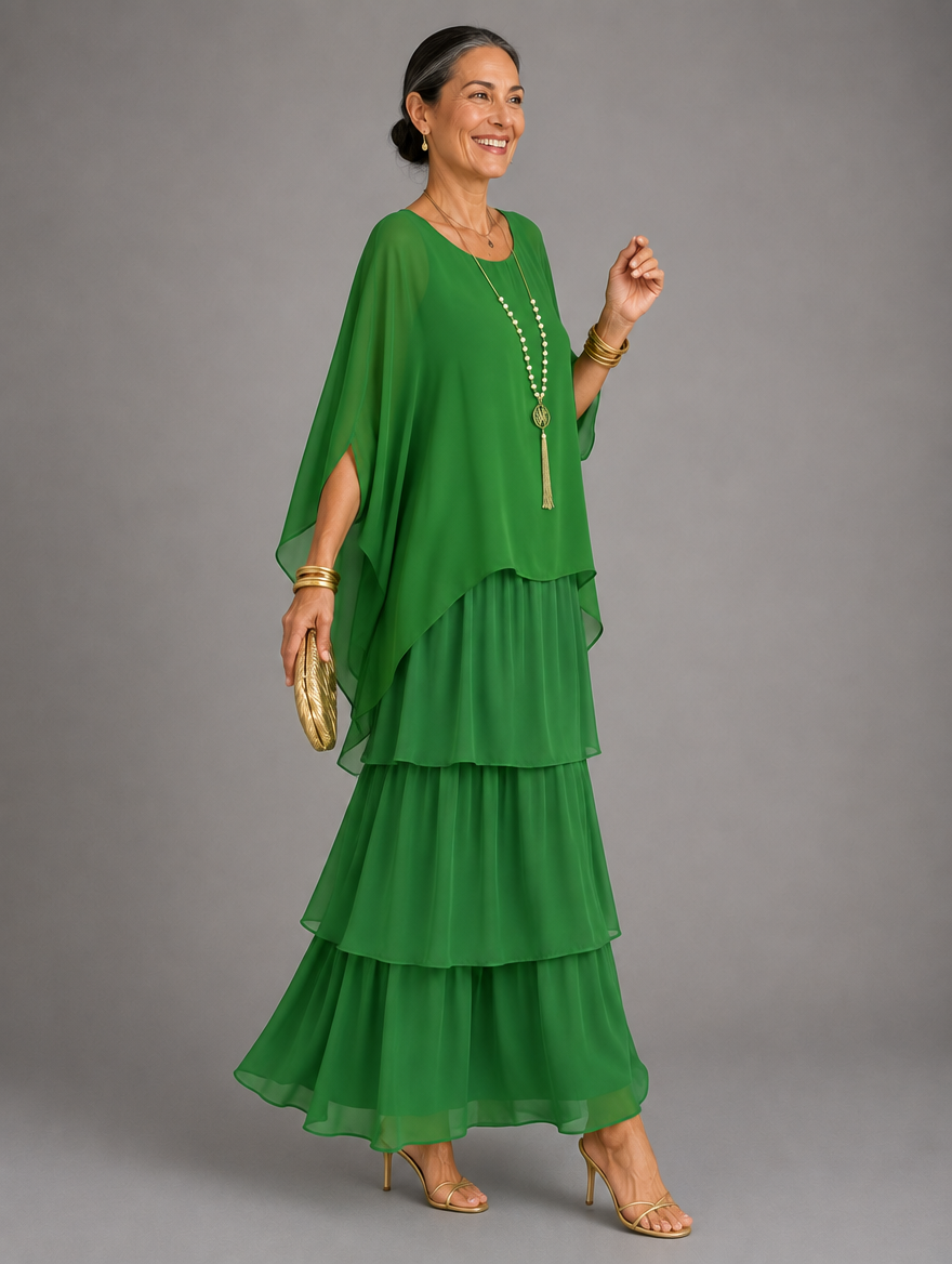 Elegante, vloeiende maxi-jurk
