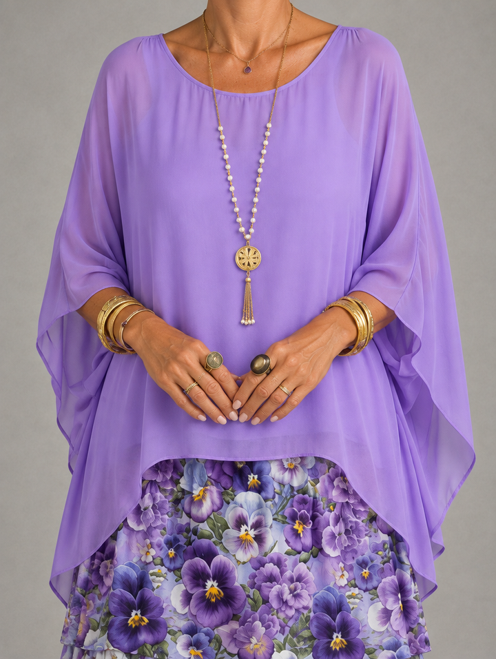 Elegante, vloeiende maxi-jurk