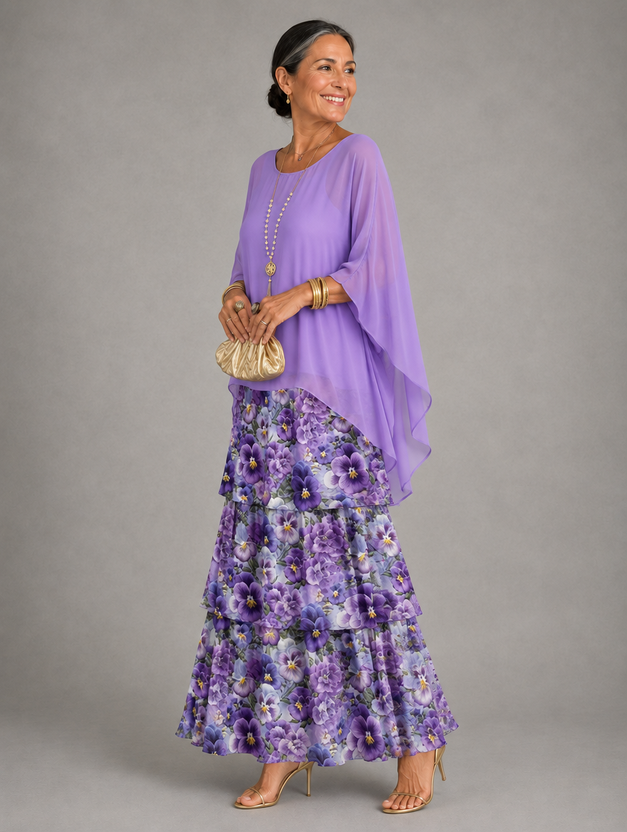 Elegante, vloeiende maxi-jurk