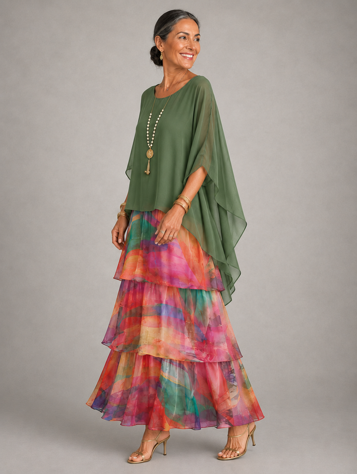 Elegante, vloeiende maxi-jurk