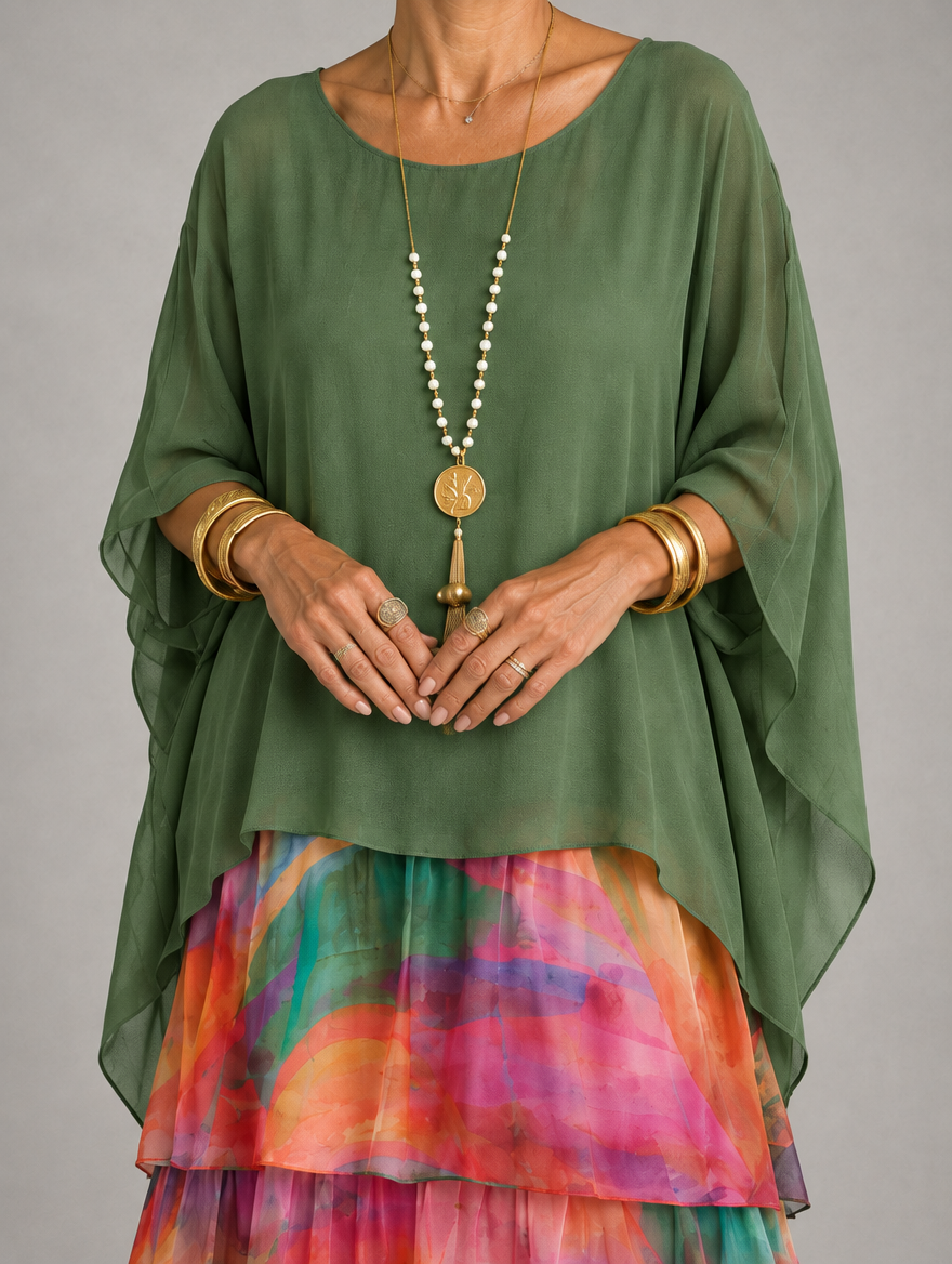 Elegante, vloeiende maxi-jurk