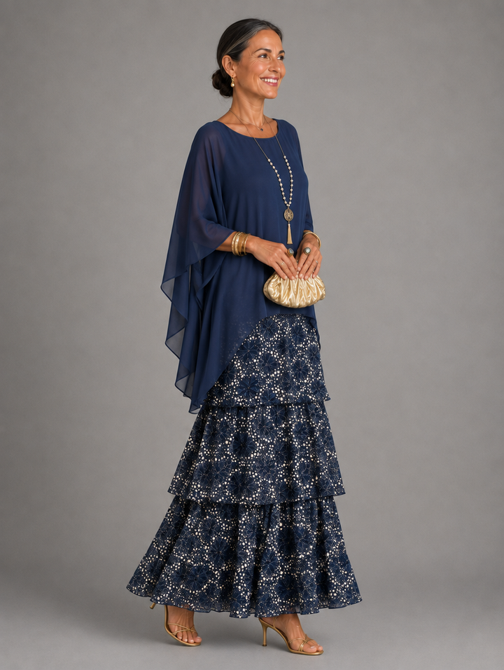 Elegante, vloeiende maxi-jurk