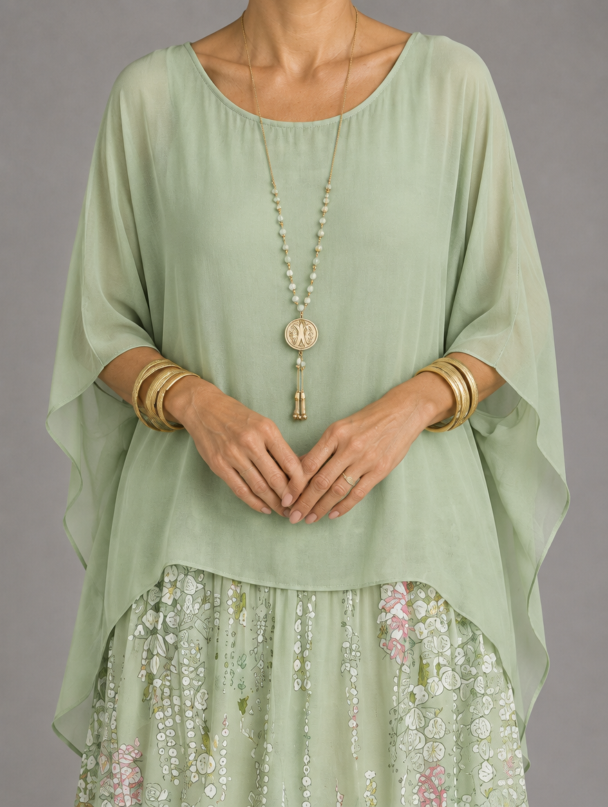 Elegante, vloeiende maxi-jurk