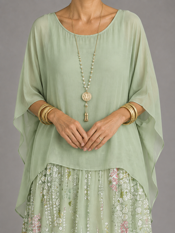 Elegante, vloeiende maxi-jurk