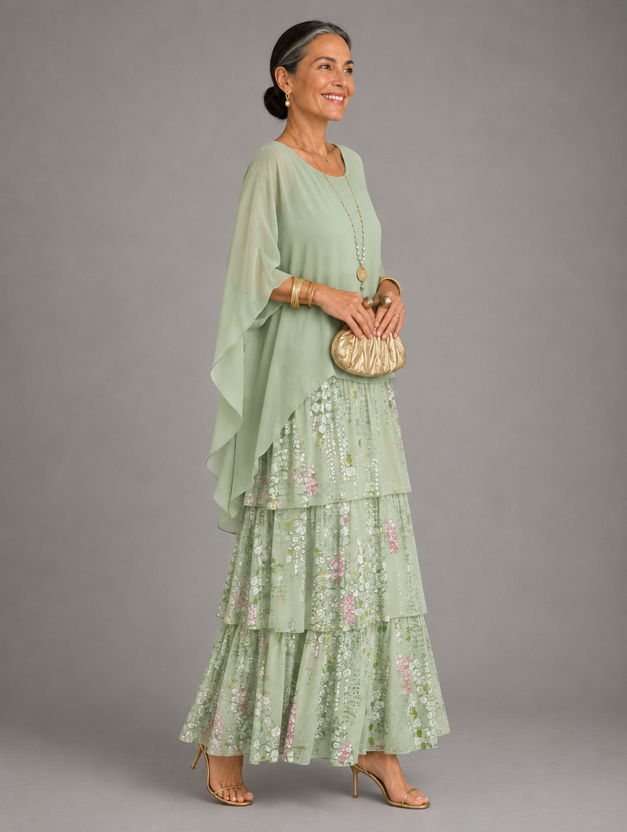 Elegante, vloeiende maxi-jurk