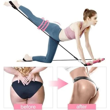 Pilatesbar-set voor thuis met weerstandsbanden en voetlussen, draagbaar full-body-workout