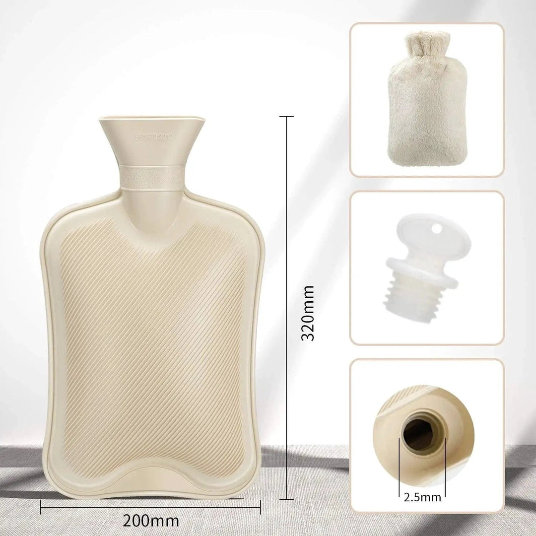 Warmwaterkruik met pluchen hoes, afneembare fleece verwarmingszak, warm