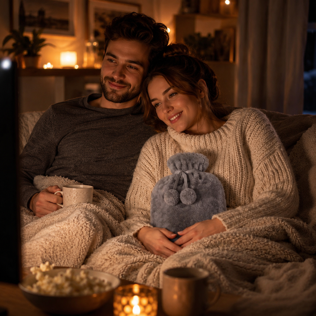 Warmwaterkruik met pluchen hoes, afneembare fleece verwarmingszak, warm