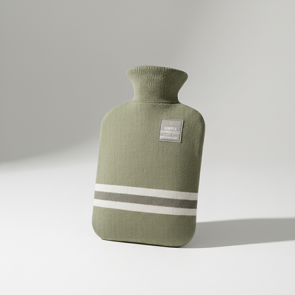 Warmwaterkruik met gebreide hoes, gestreept patroon, afneembaar ontwerp 2l
