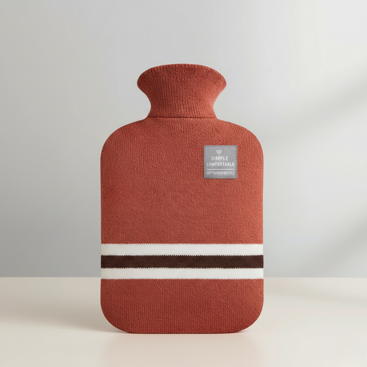 Warmwaterkruik met gebreide hoes, gestreept patroon, afneembaar ontwerp 2l