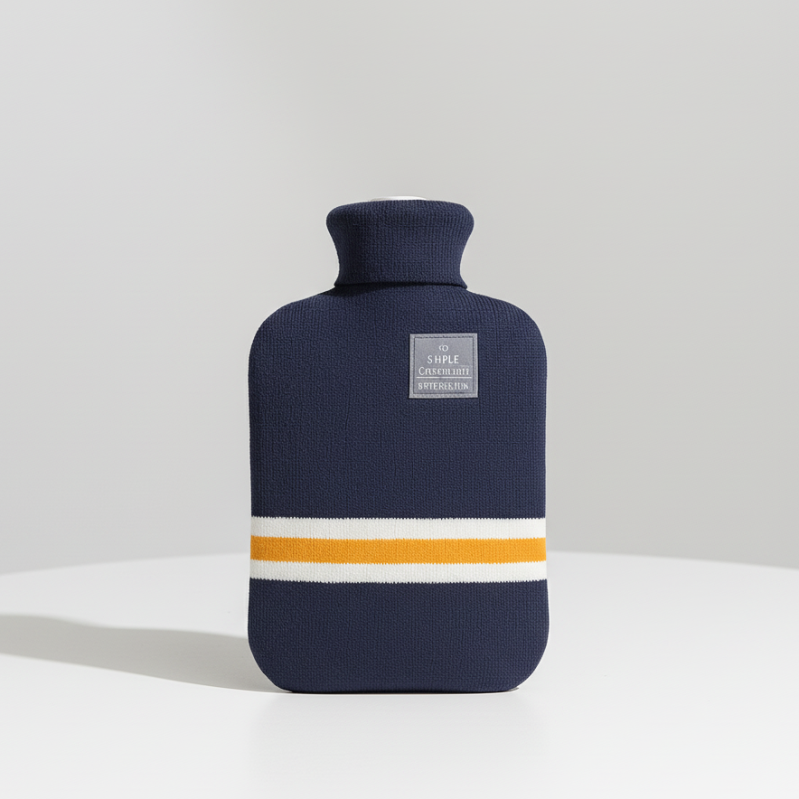 Warmwaterkruik met gebreide hoes, gestreept patroon, afneembaar ontwerp 2l