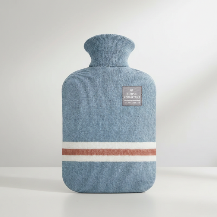 Warmwaterkruik met gebreide hoes, gestreept patroon, afneembaar ontwerp 2l