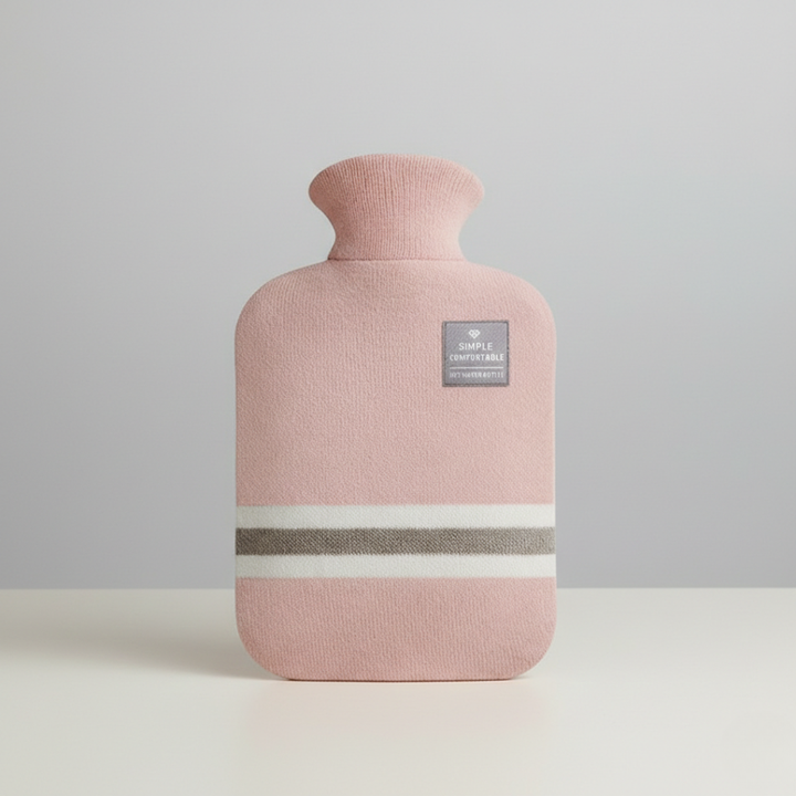 Warmwaterkruik met gebreide hoes, gestreept patroon, afneembaar ontwerp 2l