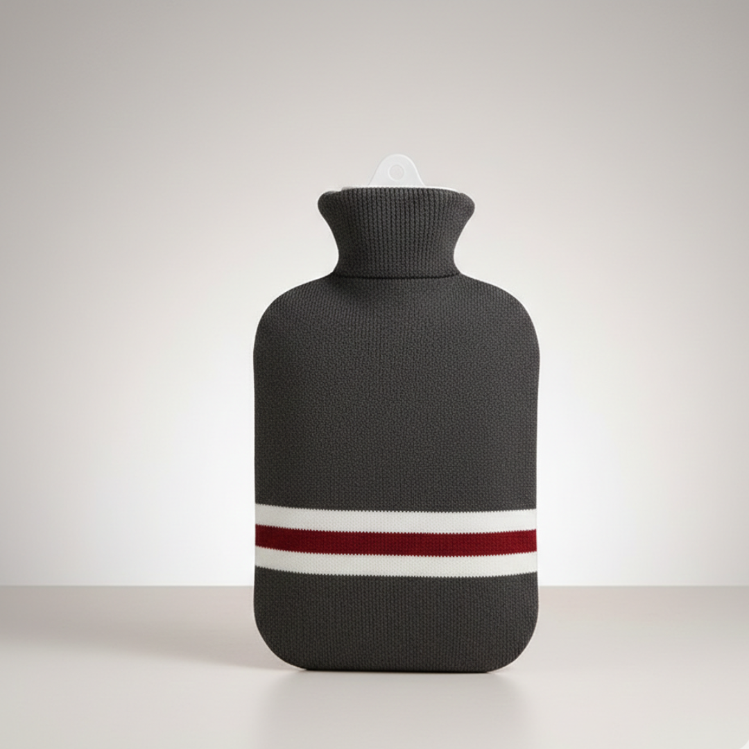 Warmwaterkruik met gebreide hoes, gestreept patroon, afneembaar ontwerp 2l
