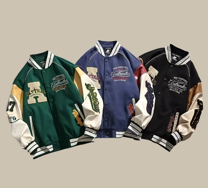 Vintage baseball heren tussenjas - Uniek en comfortabel