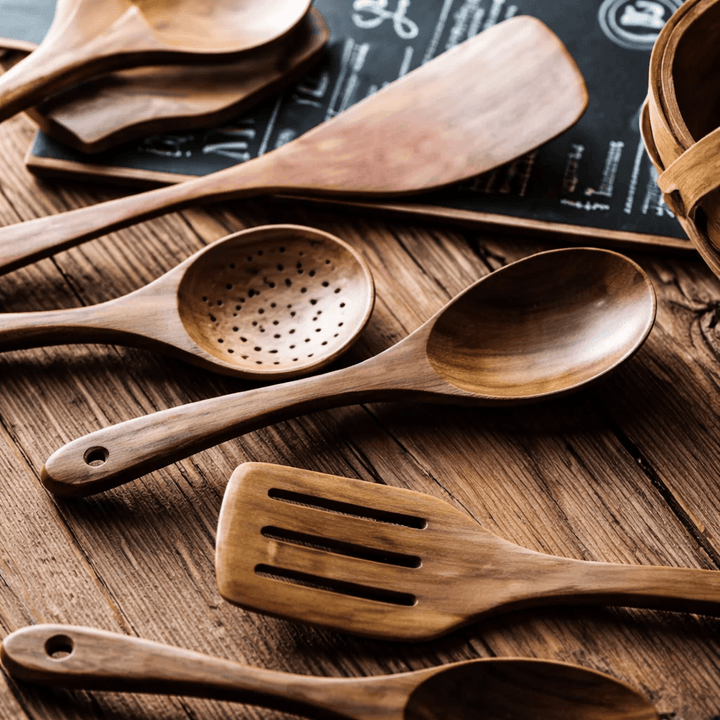 Traditionele Japanse houten keukengereedschapset (7-delig)