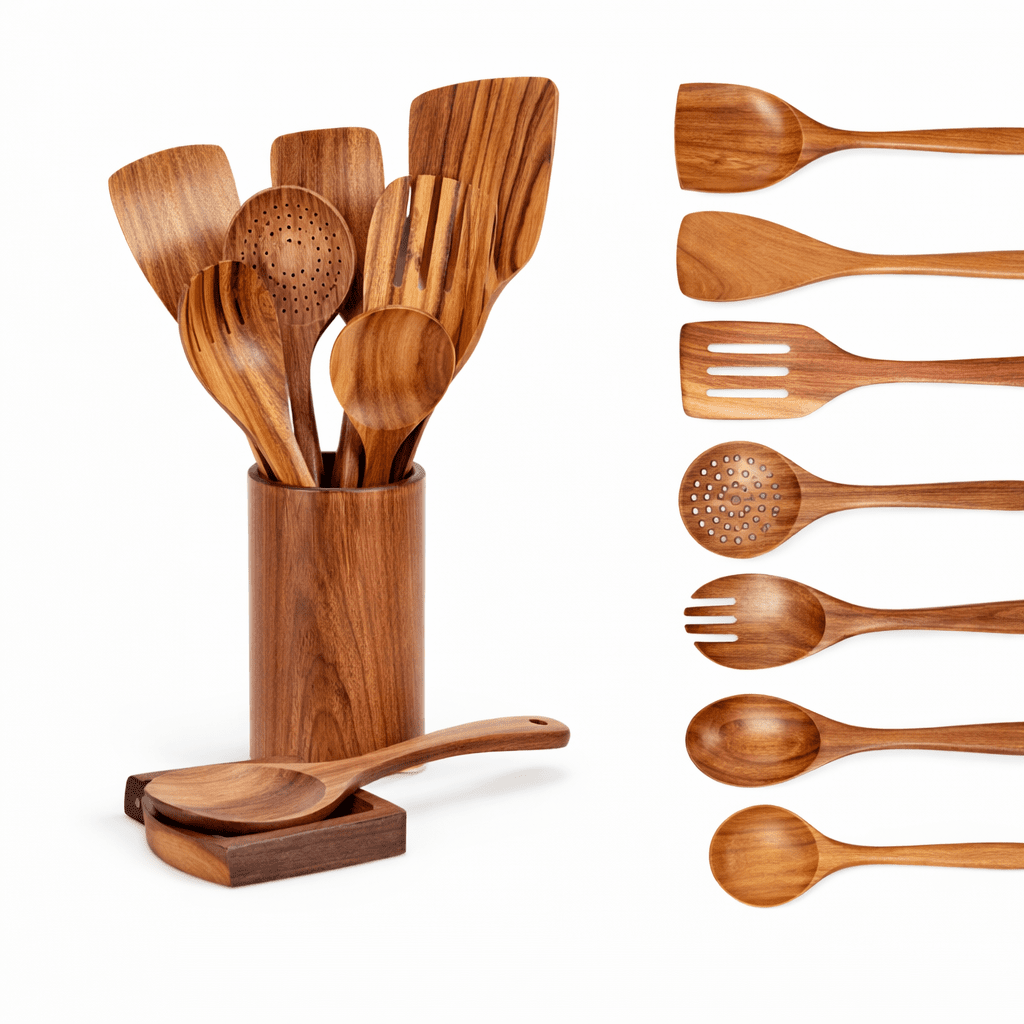 Traditionele Japanse houten keukengereedschapset (7-delig)