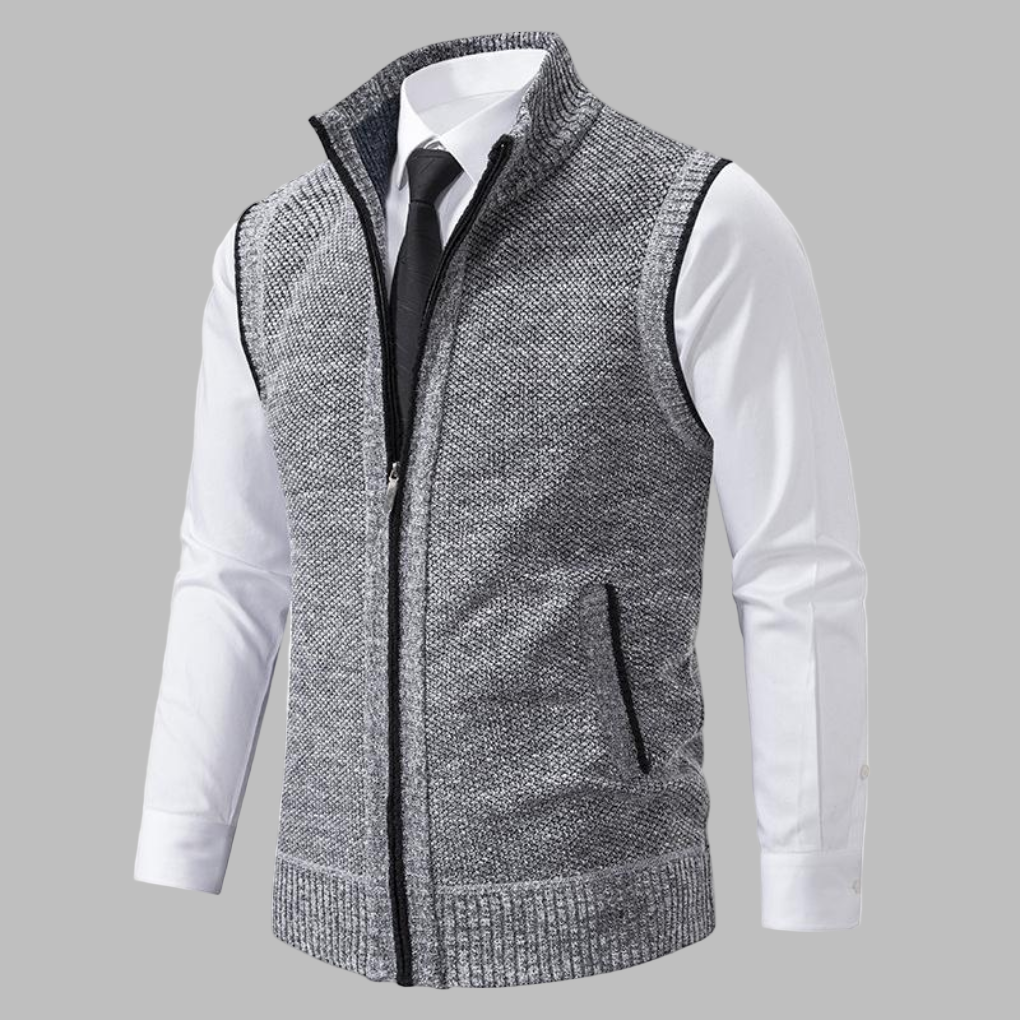 Klassiek gebreid vest met ritssluiting voor heren