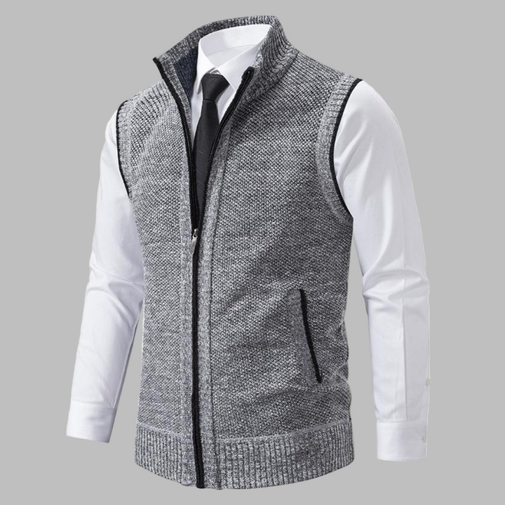 Klassiek gebreid vest met ritssluiting voor heren