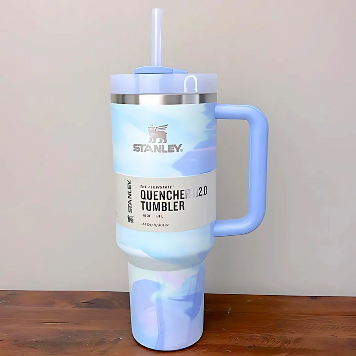 Geïsoleerde reismok 40oz – rvs met handvat en rietje