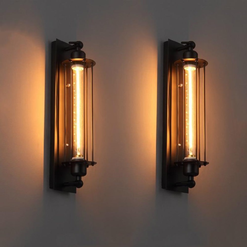 Industriële wandlamp met moderne ledverlichting en vintage metalen kooiontwerp, draadloos
