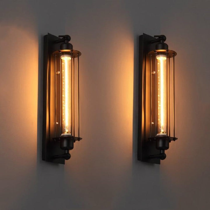 Industriële wandlamp met moderne ledverlichting en vintage metalen kooiontwerp, draadloos