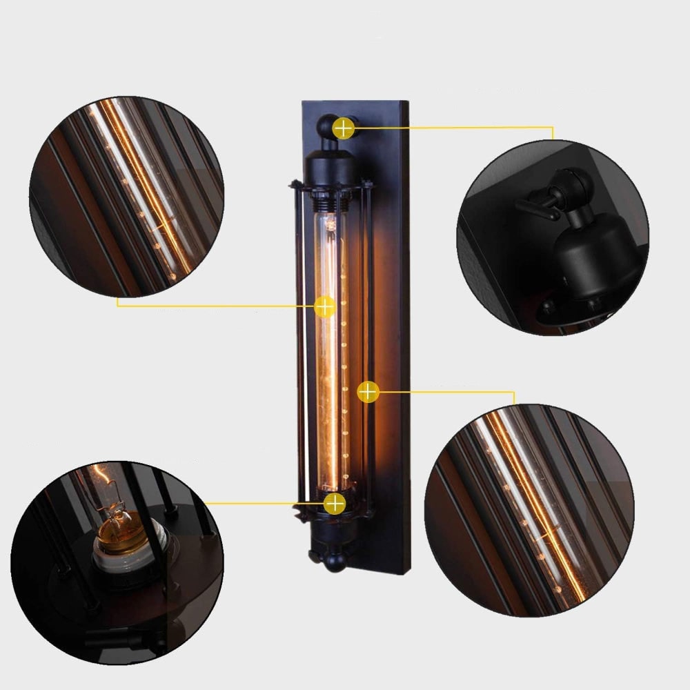 Industriële wandlamp met moderne ledverlichting en vintage metalen kooiontwerp, draadloos