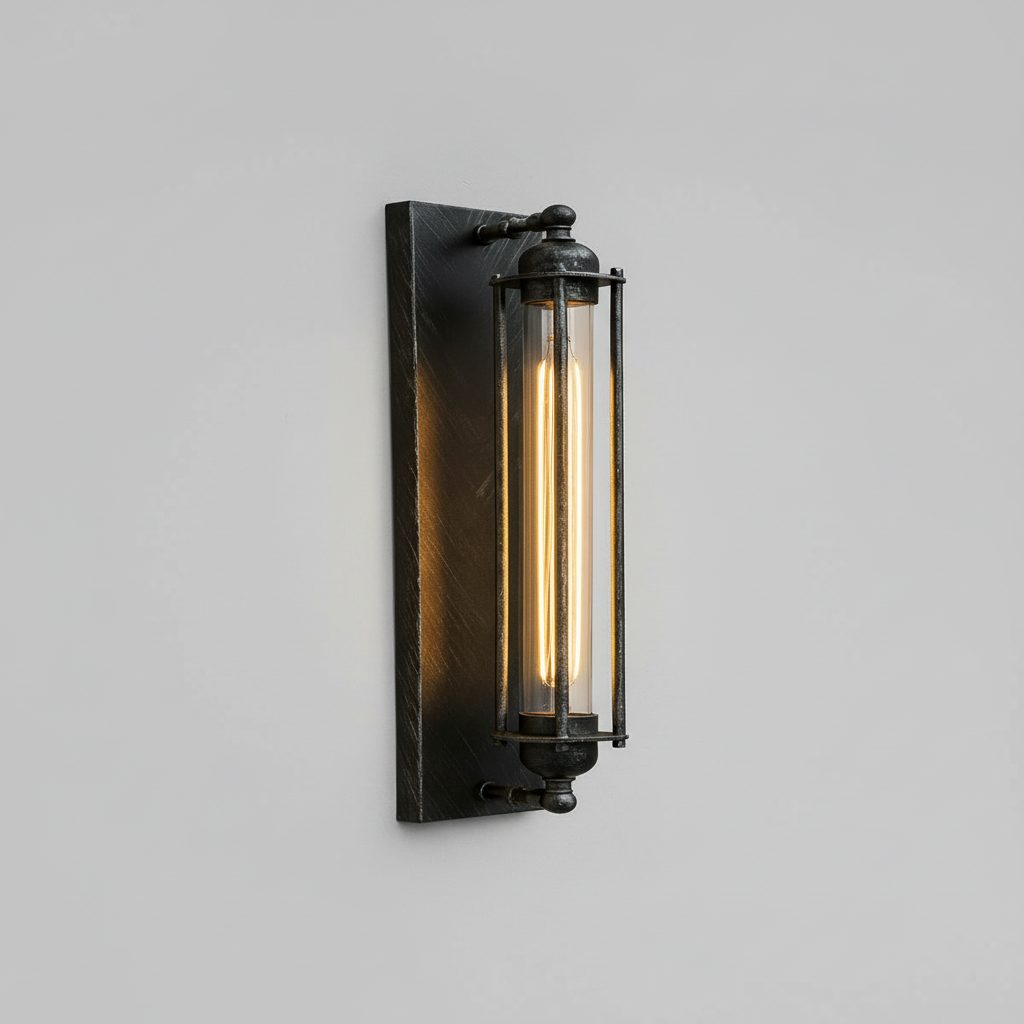 Industriële wandlamp met moderne ledverlichting en vintage metalen kooiontwerp, draadloos