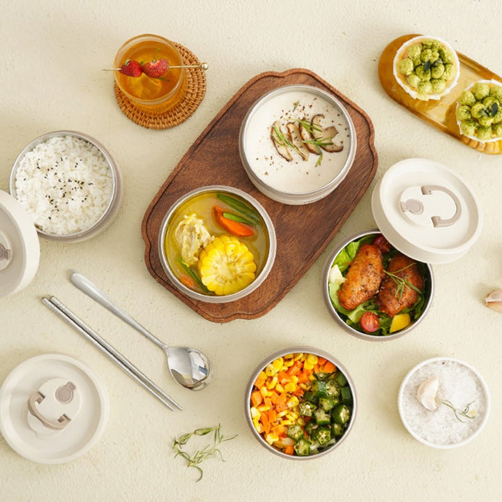Geïsoleerde roestvrijstalen bentobox, stapelbare lunchbox met thermische opslag