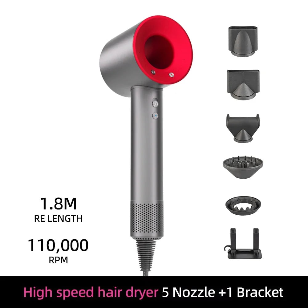 Ionische snelle haardroger met magnetische diffuser en wandhouder